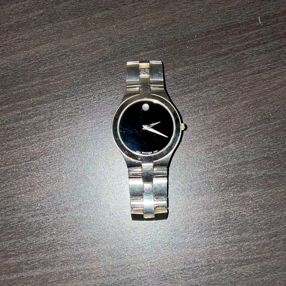 Movado men’s watch silver with black face